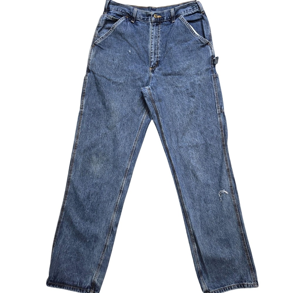 Carhartt Jeans Mens 30x32 Blue Straight Relaxed Medium Wash B13-DPS Carpenter